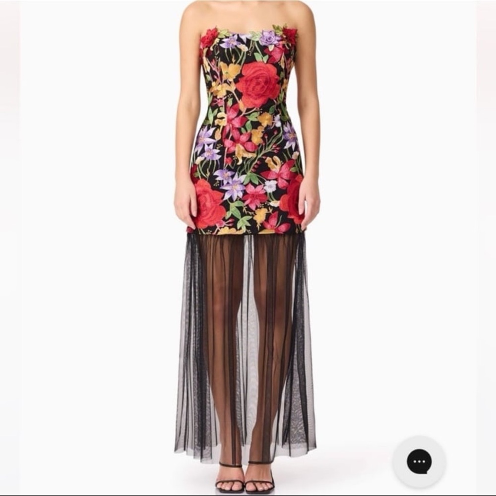Elliatt Talia Strapless Dress in Black Floral